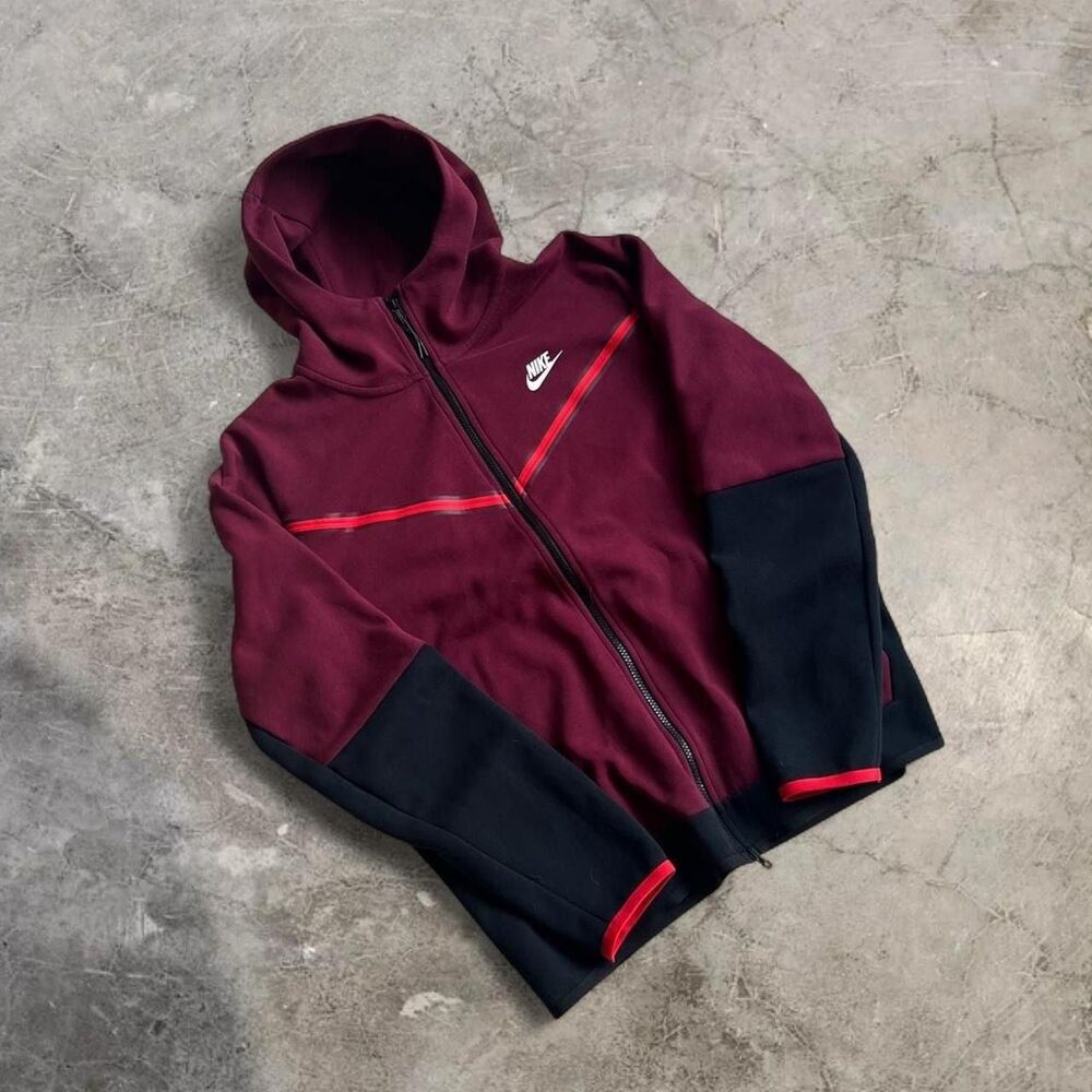 Nike Men's Sportswear Tech Fleece Full-Zip Hoodie Dark Beetroot Black Size L
